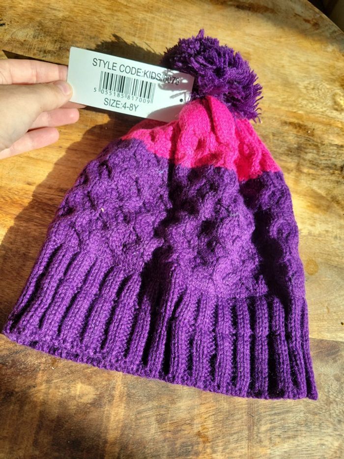 Bonnet doublure 4 et 8 ans violet rose enfant fille - photo numéro 4