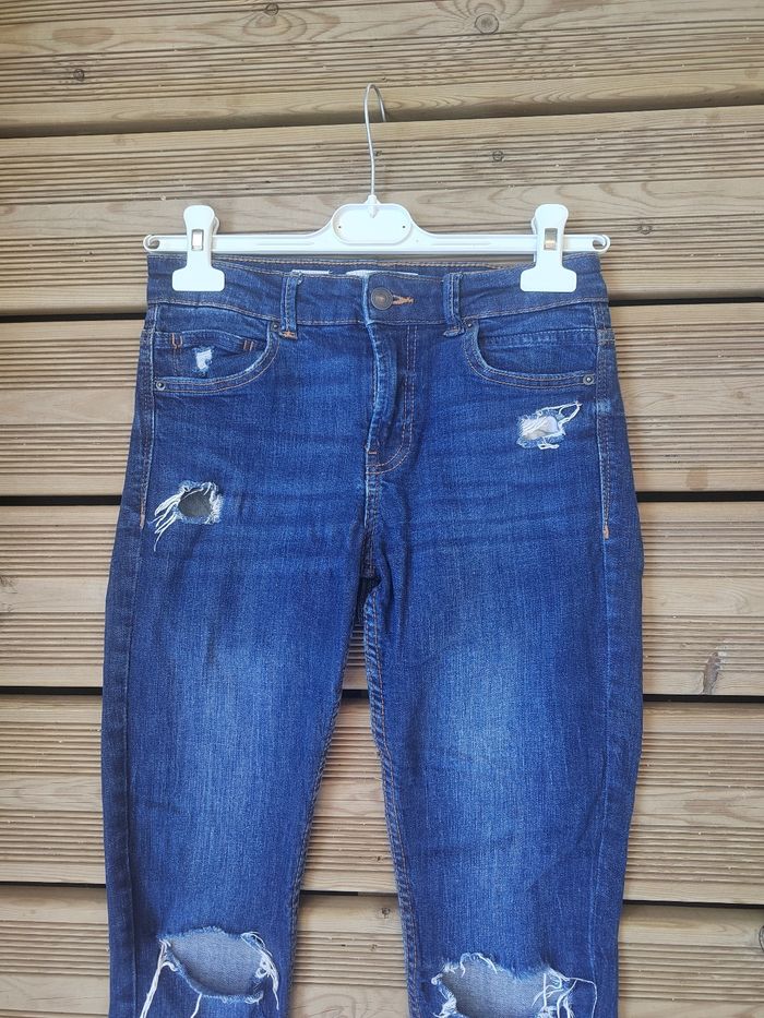 Jean Déchiré bershka Femme – Skinny Taille Basse – Style Urbain & Tendance – Taille S 36 - photo numéro 3