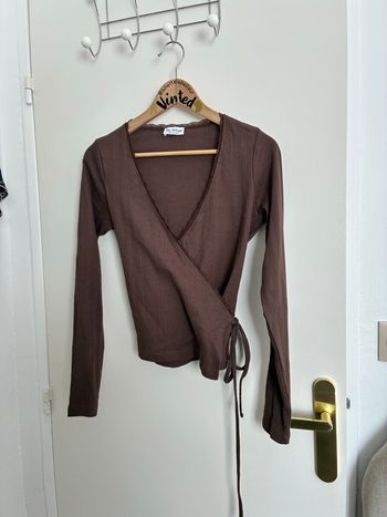 Top cache-cœur marron Miss Selfridge – Taille 36 – Très bon état