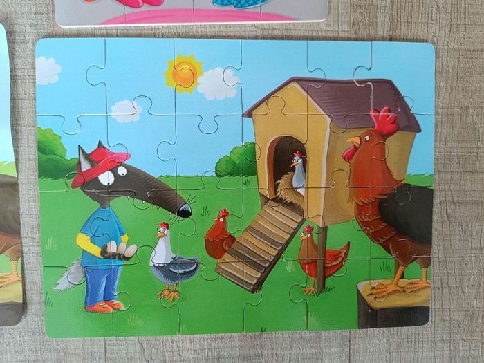 3 puzzles en bois petit loup - photo numéro 2