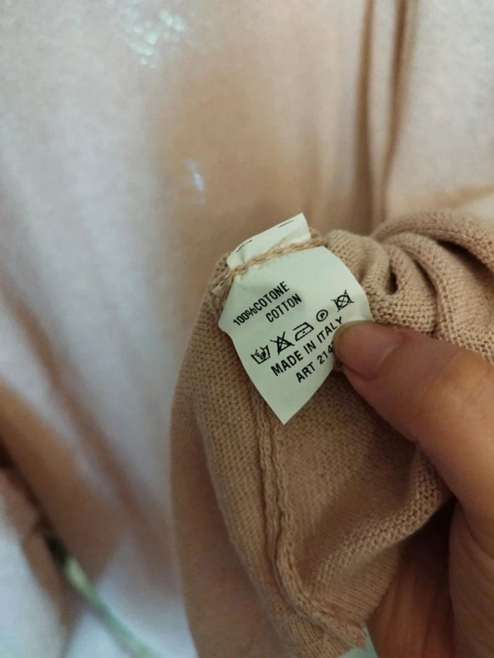 Pull sweat col rond rose pâle L/40 coton vintage - photo numéro 4