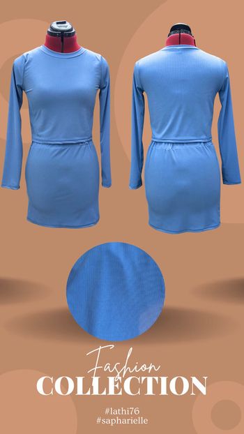 Ensemble été crop top et jupe bleu lavande