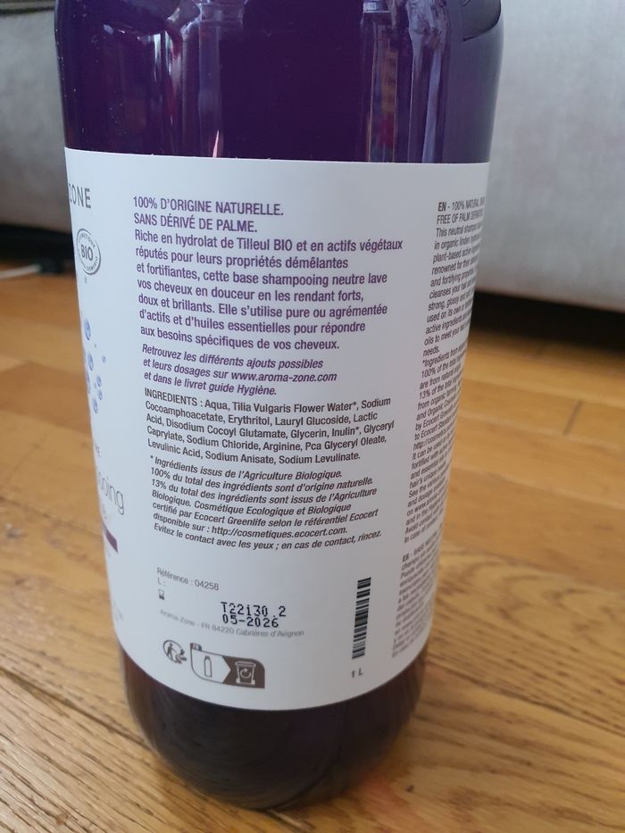 Base shampoing neutre sans palme Aroma Zone 1L - photo numéro 2