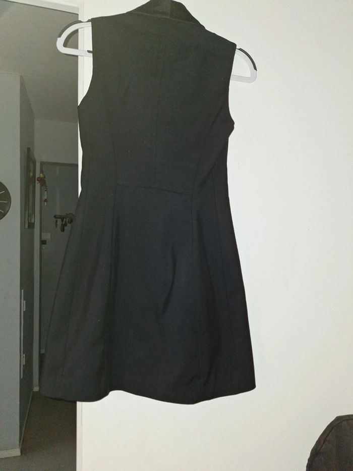 Robe veste femme Zara noire sans manche col satin T Excellent