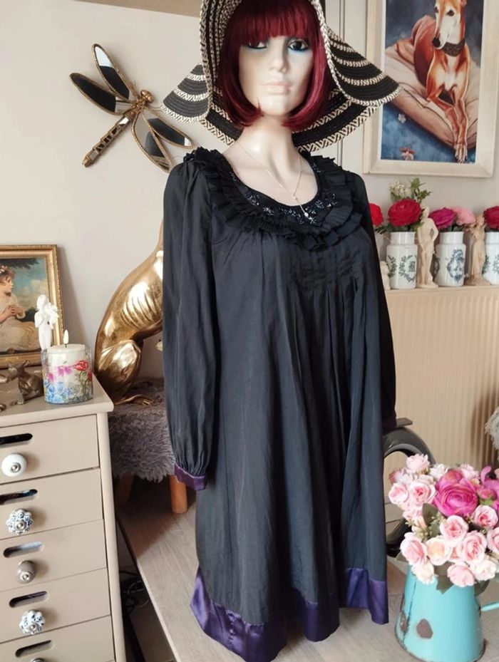 💕Robe Évasée Satin,Froufrous & Sequins T34/36💕 - photo numéro 20