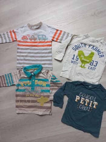 Lot de 4 tee-shirts manches longues 18 mois