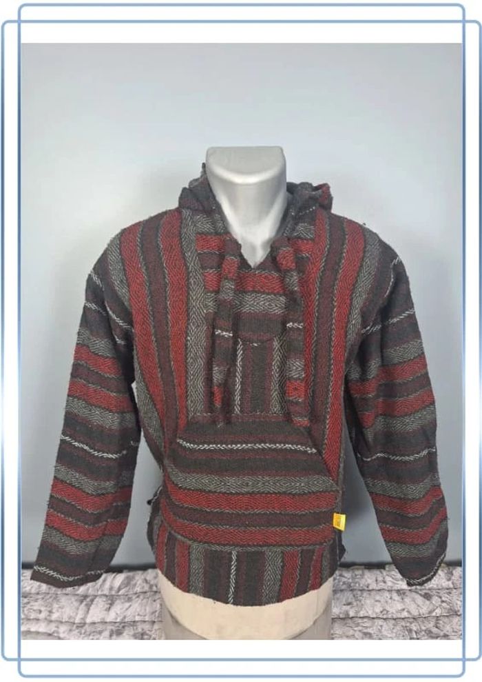 sweat a capuche / Hoodie/baja/poncho mexicain - taille M - homme - multicolore / fait main 251