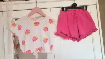 Ensemble short et t-shirt fraise