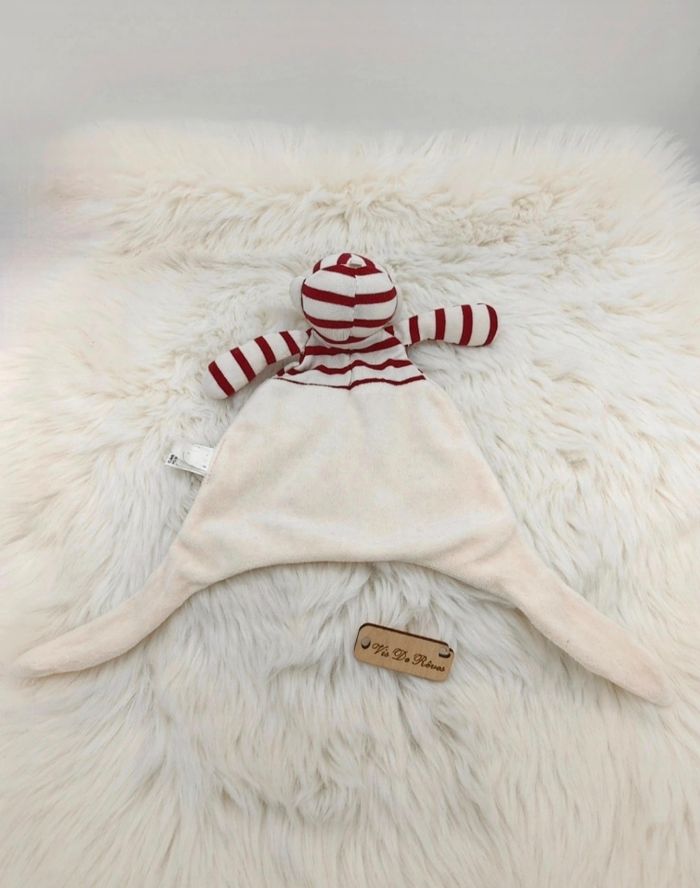 Doudou plat singe rayé Jellycat Écru Rouge - photo numéro 3