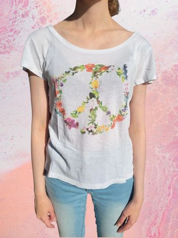 Tee shirt blanc peace femme taille M