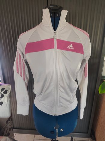 Veste jogging blanc et rose adidas 12 ans 