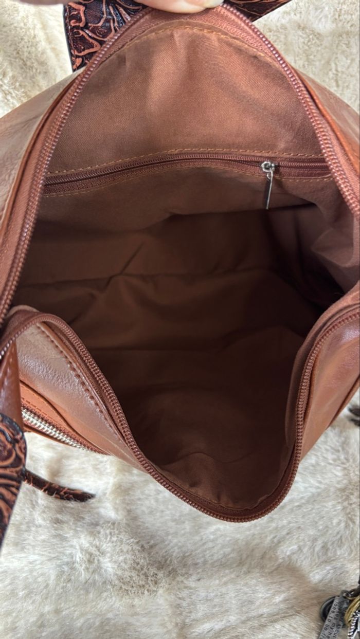 Sac western marron neuf – style bohème chic à boucle argentée - photo numéro 4