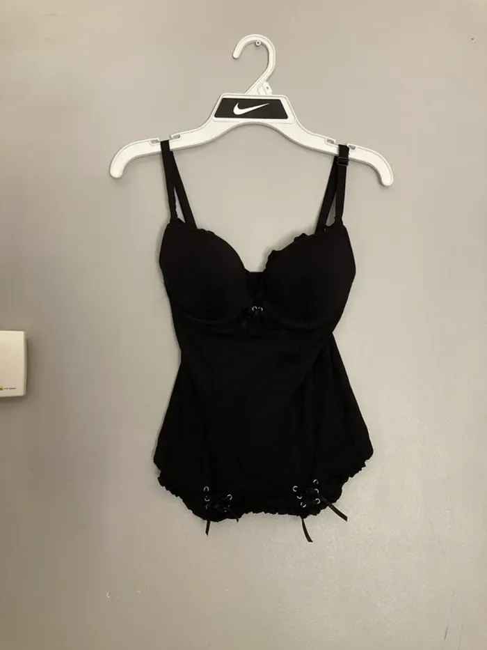 Bustier noir push-up rembourré – Valège – Taille 85B – Style guêpière sans jarretelles