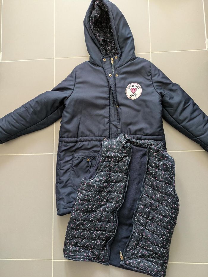 Parka manteau chaud hiver avec gilet fille 10 ans - photo numéro 3