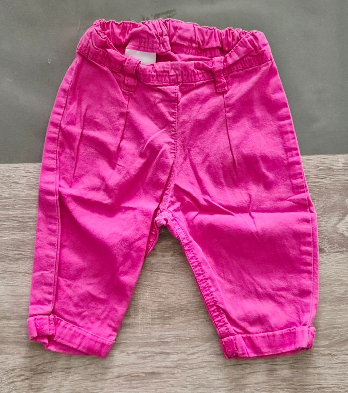 Lot 2 pantalons bébé fille - 6 mois - Rose et Corail