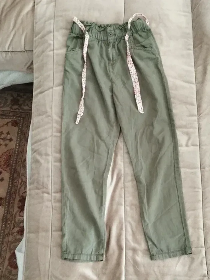Pantalon twell Vertbaudet fille 10 ans vert militaire - photo numéro 8