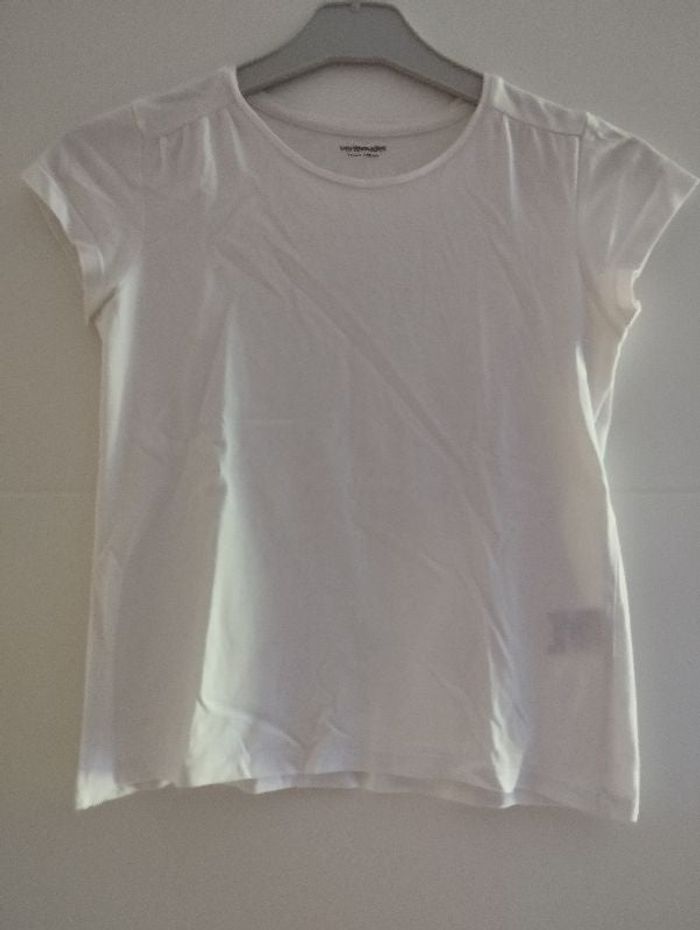 Tee shirt manches courtes blanc 10 ans fille