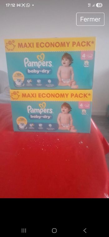 2 paquets de couches pampers taille 4 neuf