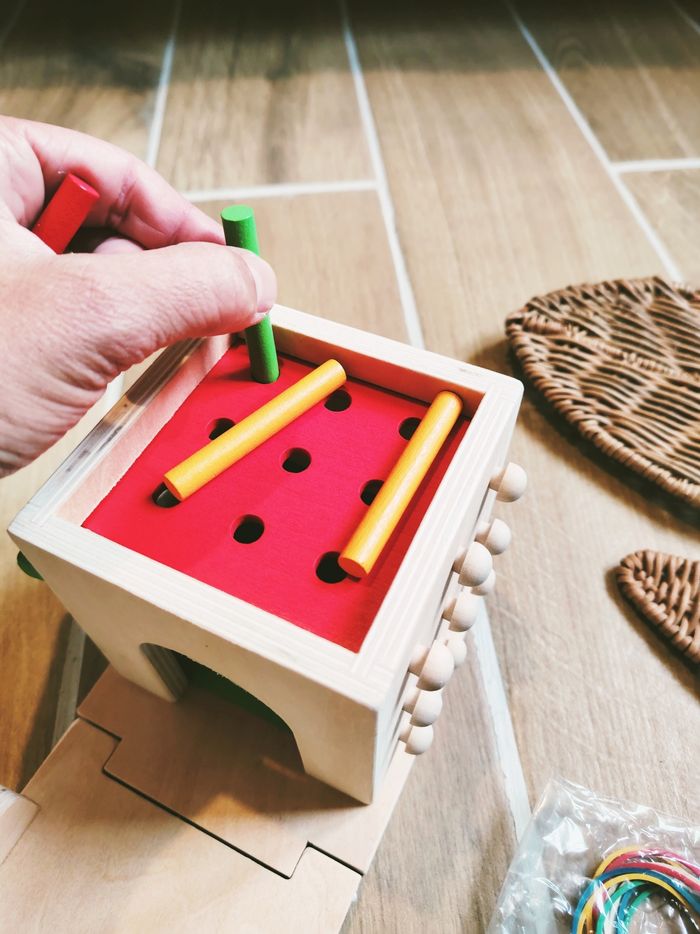 🥕Cube d'éveil multi activités 6 en 1 formes à encastrer pêche à la ligne.. en bois - photo numéro 7