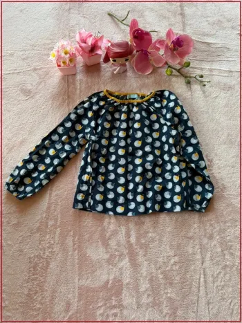 Blouse Obaïbi motif hérissons bleu marine 23 mois - Très bon état