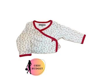 Boléro Cache-Cœur Rouge et Blanc Sergent Major - Taille 6 Mois - Très Bon État