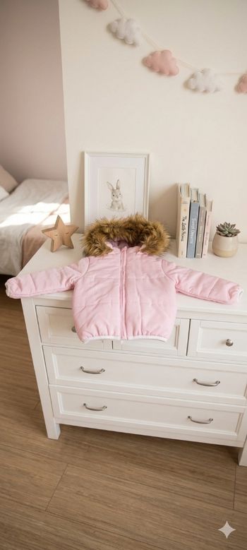 🌸 Joli Manteau d'Hiver Rose – 12 Mois 🌸