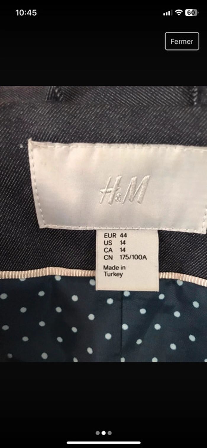 Veste blazer H&M cintrée à revers petits pois - photo numéro 3