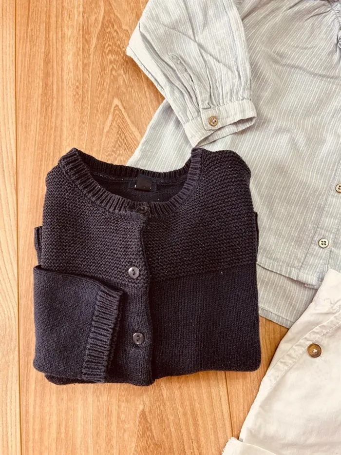 Taille 4 ans tenue 3 pièces fille multimarques blanc bleu clair et marine * rayures * 🩷 - photo numéro 6