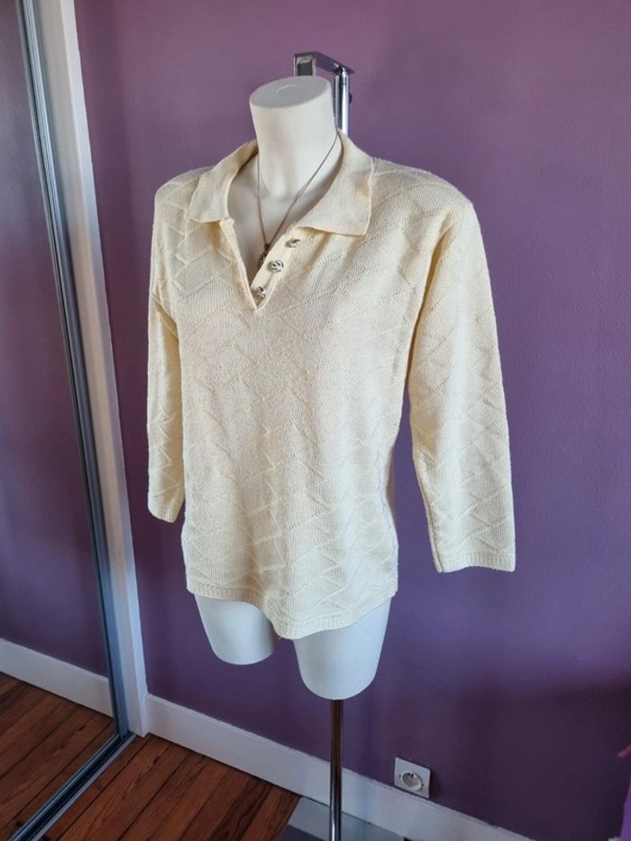 Pull jaune pâle vintage - photo numéro 10