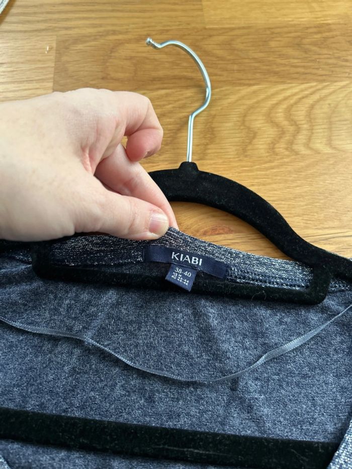 Kiabi - Pull de grossesse - bleu avec fil argent - T38 - photo numéro 2