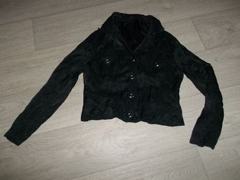 Blouson SAN VINCENTE noir, léger, effet froissé satiné taille 40 TBE