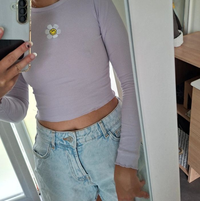Haut manche longue près du corps crop top - photo numéro 2