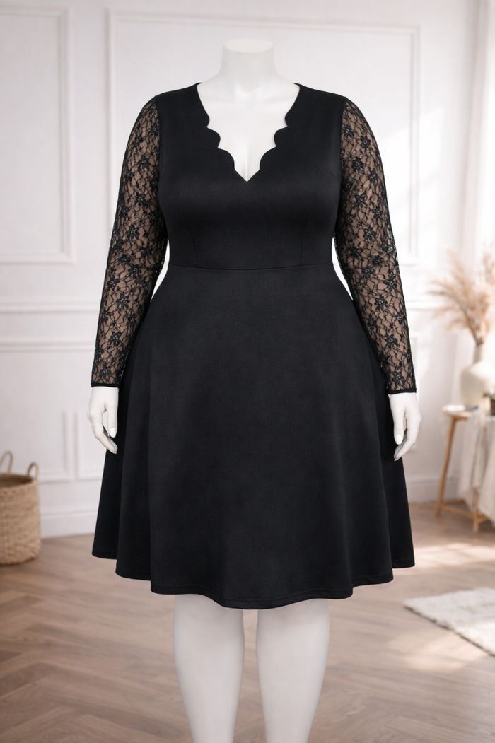Robe manches longues en dentelle florale raffinée élégante noire Femme taille 52 marque Asos 💍 - photo numéro 5