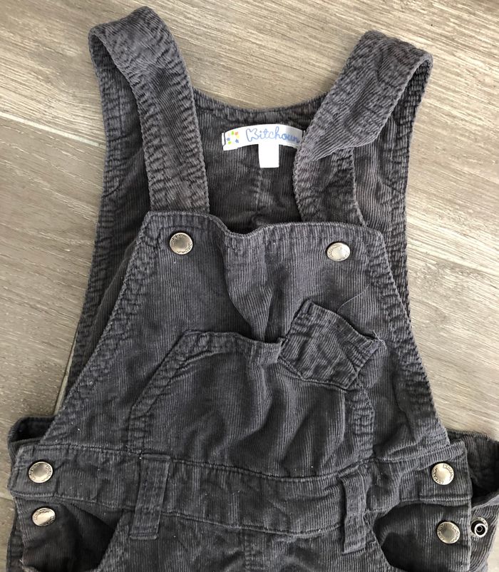 Salopette en velours côtelé gris 74 cm - photo numéro 3
