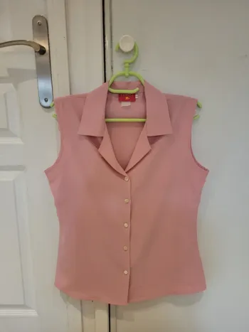 Blouse chemise sans manche Vintage rose pâle