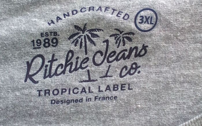 T-shirt manches courtes marque Ritchie jeans taille XXXL/3XL couleur gris pour homme - photo numéro 3
