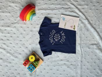 teeshirt manches courtes bleu inscription devant 9 mois la redoute