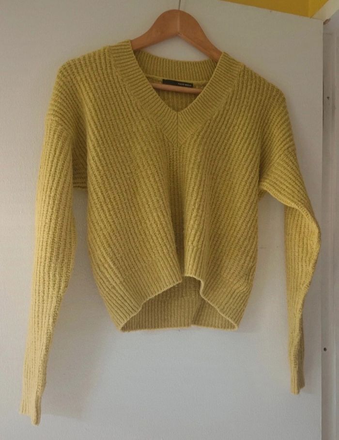Pull d'Hiver Femme Col V Jaune 🌼🌾