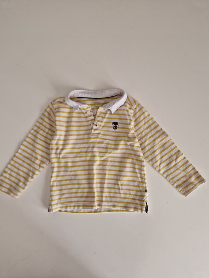 Polo rayé jaune bébé garçon 24 mois