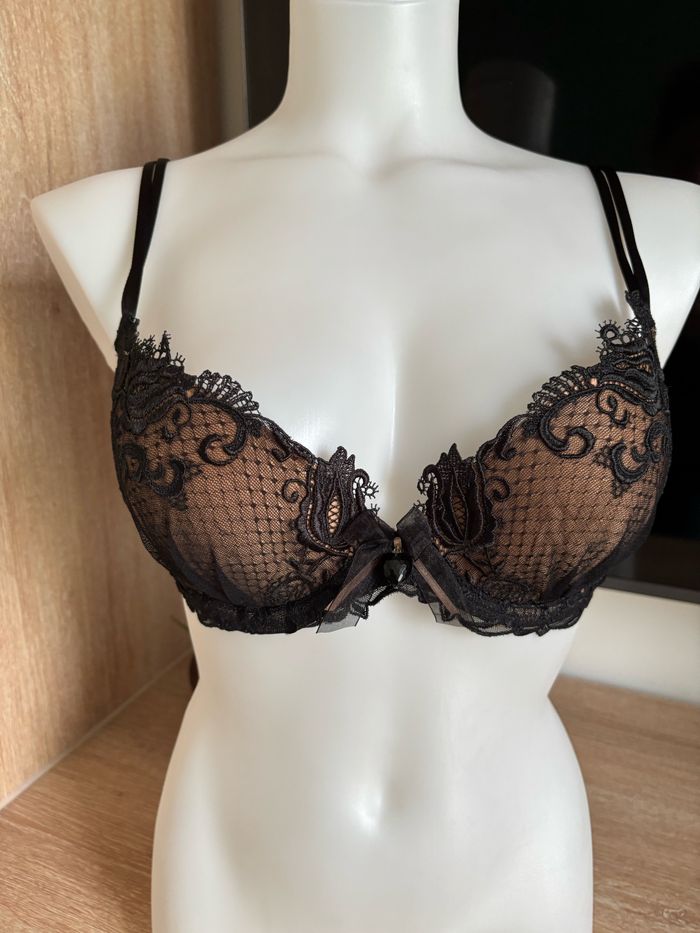 Soutien gorge broderie dentelle Lise Charmel marron noir 90C - photo numéro 3