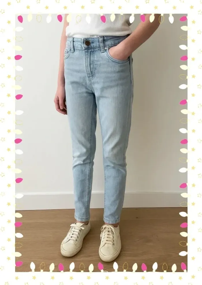 Pantalon slim enfant fille aspect délavé taille 10 ans les essentiels de Monoprix