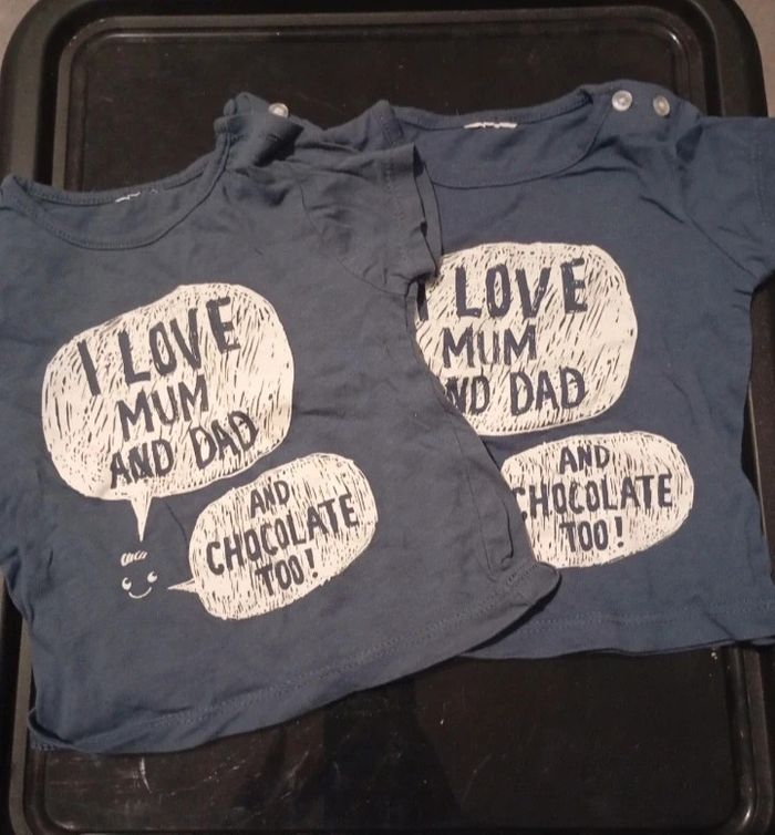Lot de 2 t shirt "i love Mum and dad" - photo numéro 2