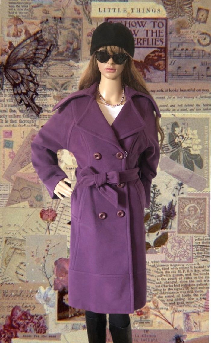 💜Superbe manteau long laine cachemire mauve neuf avec étiquette vintage 00s wool cashmere coat💜 - photo numéro 6