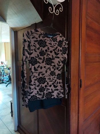 T-shirt top beige fleurs rose vintage y2k S/M floral