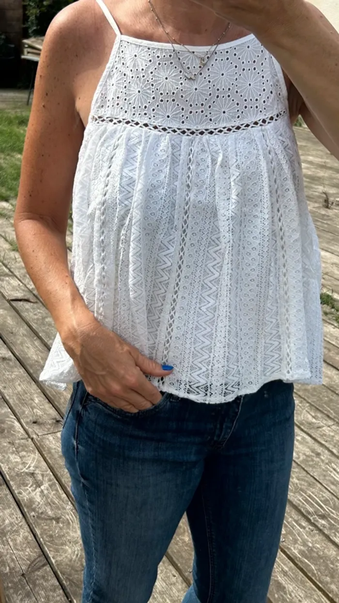 Top Bretelle Mango Blanc
