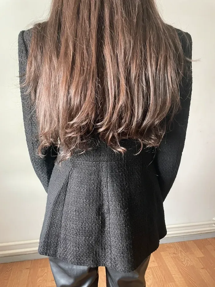 Zara veste blazer tailleur tweed noir avec boutons dorés taille XS - photo numéro 10