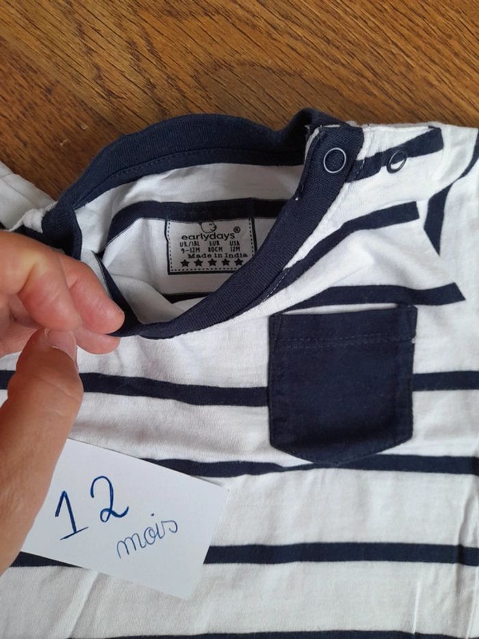 Lot 3 tee shirts marin 12 mois Neufs - photo numéro 8