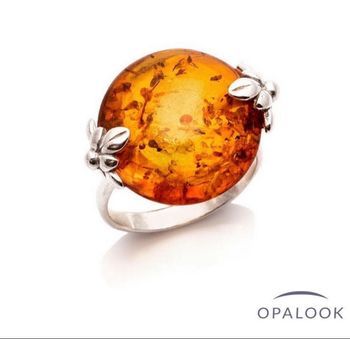 Bague argent 925 et ambre véritable 