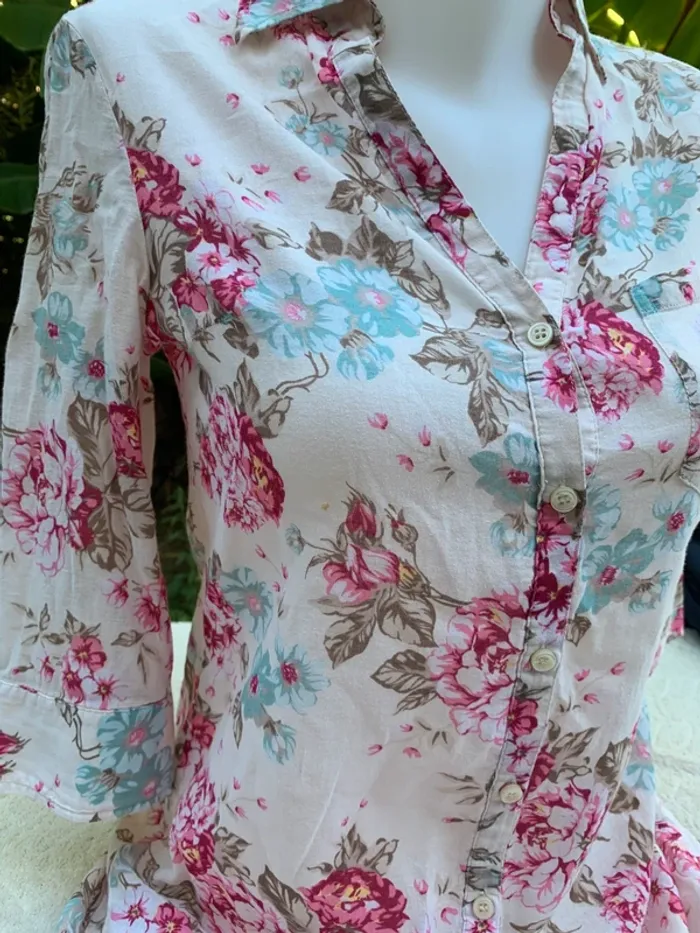 Chemise longue Bershka taille S taille 36 fleurie manches3/4 - photo numéro 12