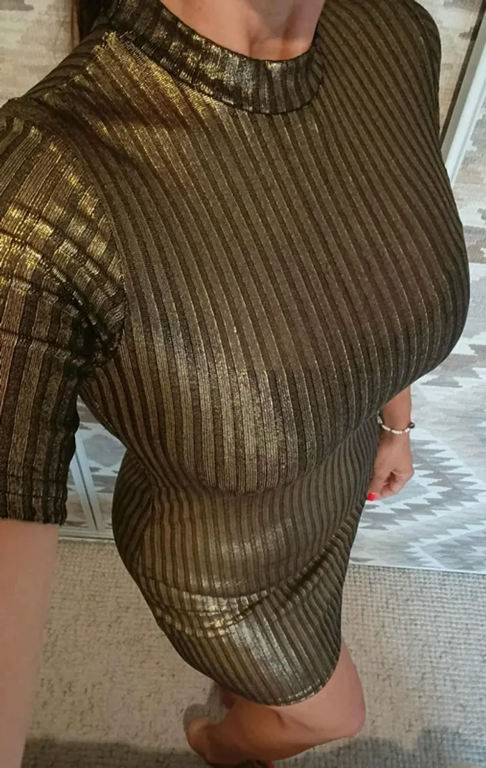 Robe moulante Daphnea noir doré M sexy - photo numéro 3